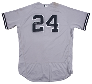 2017 Gary Sanchez Game Used, Signed & "The Kraken" Inscribed New York Yankees Worn For 2 Home Runs Road Jersey-Photo Matched To 2 Games! (MLB Authenticated, Yankees-Steiner, Resolution Photomatching)